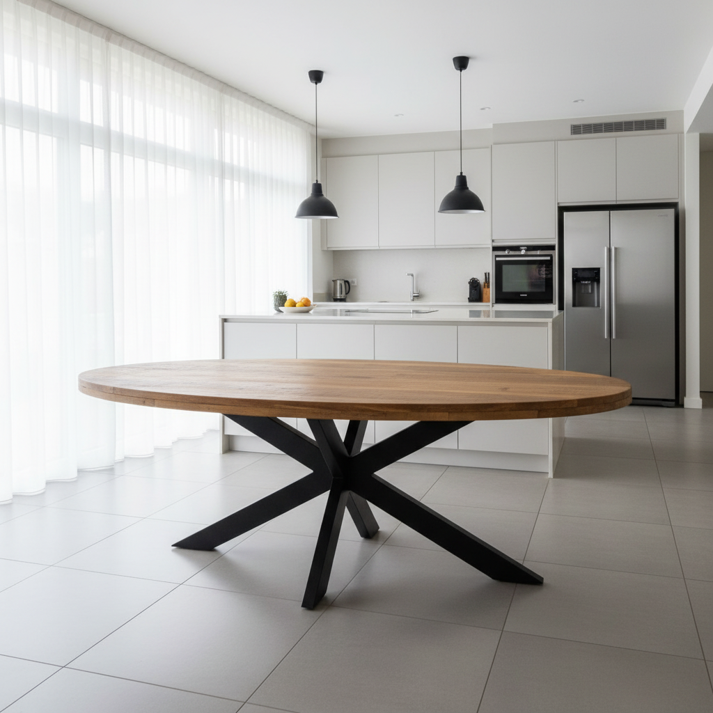 Mangohouten Eettafel Gerrit ovaal - 6 cm dik blad